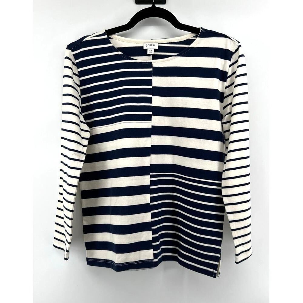 J.Crew Nautical Striped Tunic Women's Size XS White Navy Coastal Old Money
